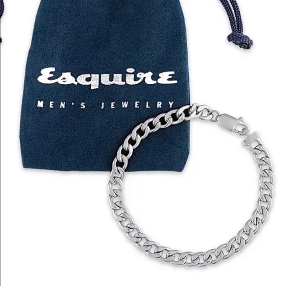 Stainless Steel Curb Link Chain Bracelet length: 8-1/2" * Lobster clasp closure